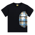BAPE Blue Plaid Side Ape Head Men's T-Shirt - Black
