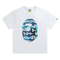 BAPE Blue Stroke Camo Big Ape Head Men's T-Shirt - White