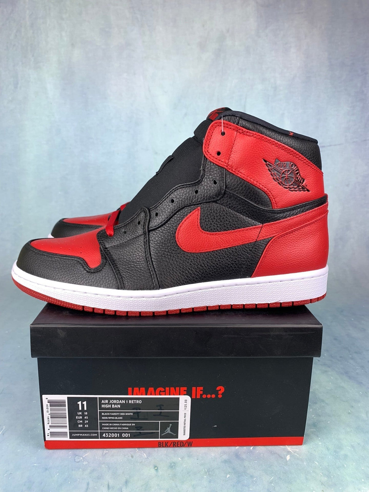 Air Jordan 1 High Black/Red Banned 432001-001 Unisex Sneakers detail view 2