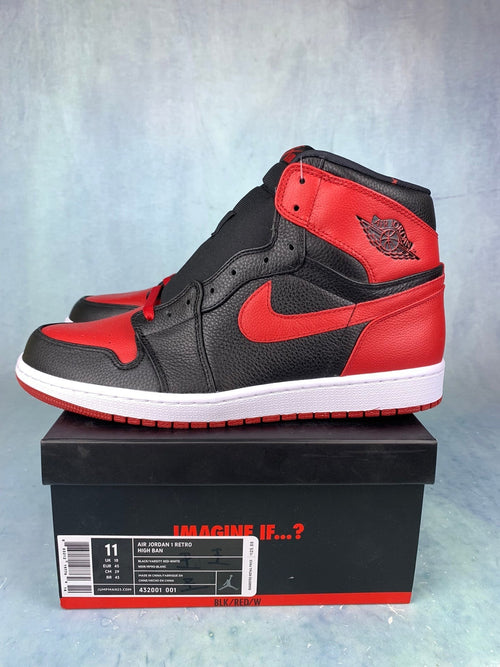 Air Jordan 1 High Black/Red Banned 432001-001 Unisex Sneakers detail view 2