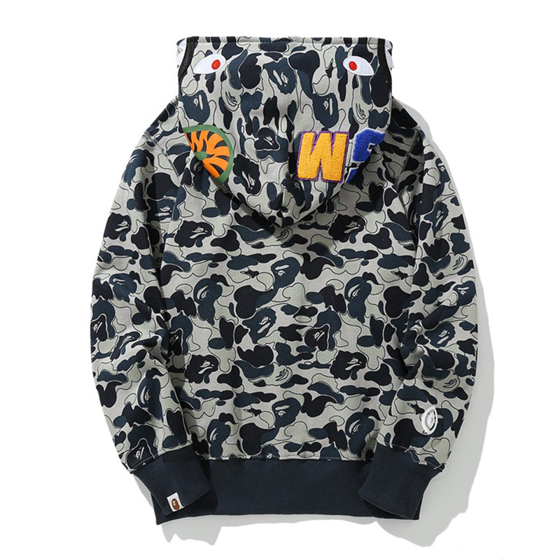 BAPE Camo Shark Hoodie - Grey Blue & Khaki product view 2