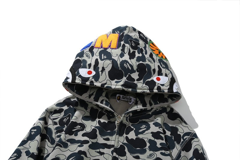 BAPE Camo Shark Hoodie - Grey Blue & Khaki product view 5