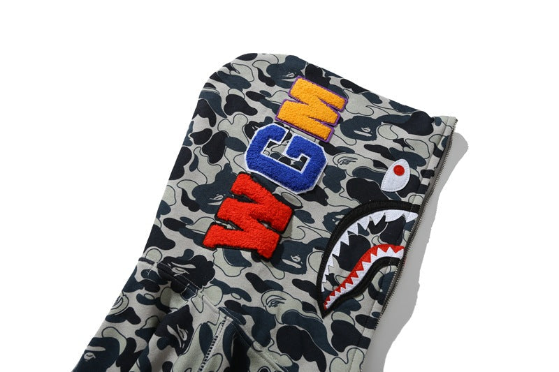 BAPE Camo Shark Hoodie - Grey Blue & Khaki product view 6