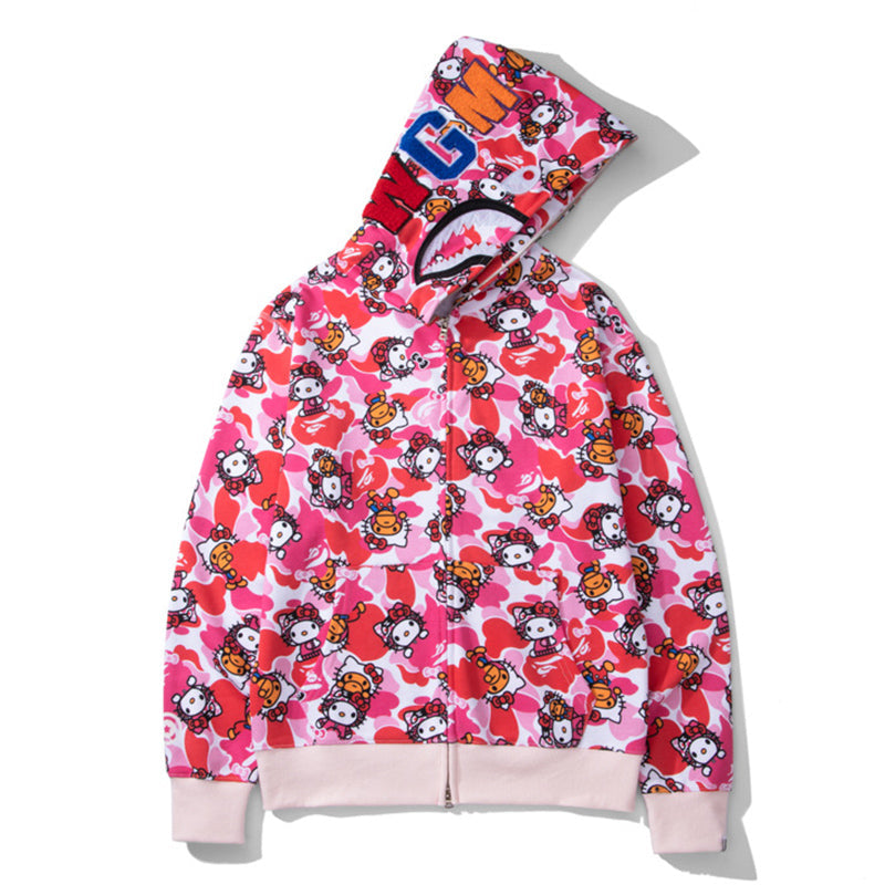 BAPE Hello Kitty Camo Hoodie - Green & Pink product view 14