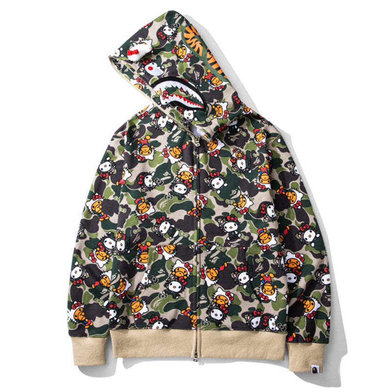BAPE Hello Kitty Camo Hoodie - Green & Pink product view 4