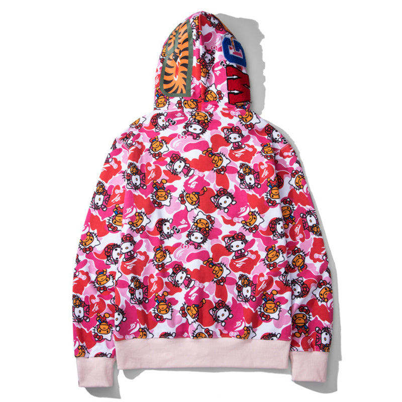 BAPE Hello Kitty Camo Hoodie - Green & Pink product view 2