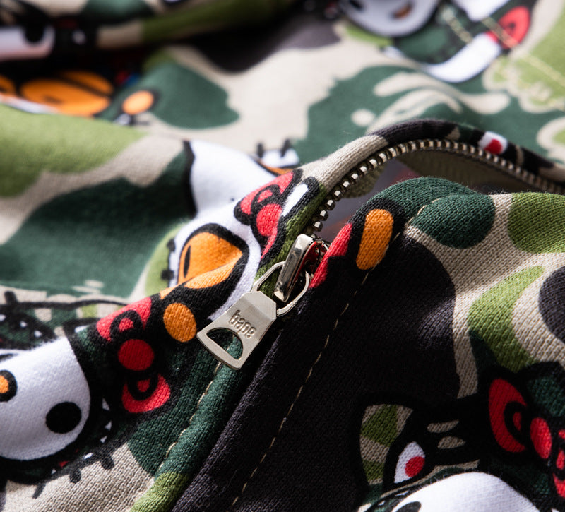 BAPE Hello Kitty Camo Hoodie - Green & Pink product view 9