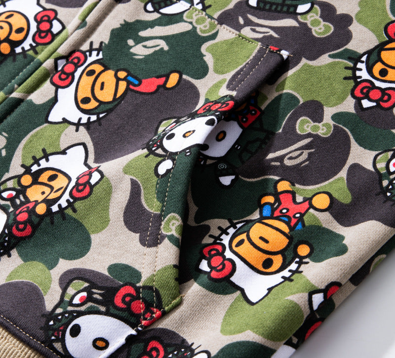 BAPE Hello Kitty Camo Hoodie - Green & Pink product view 11