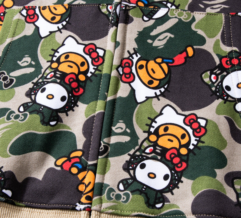 BAPE Hello Kitty Camo Hoodie - Green & Pink product view 12