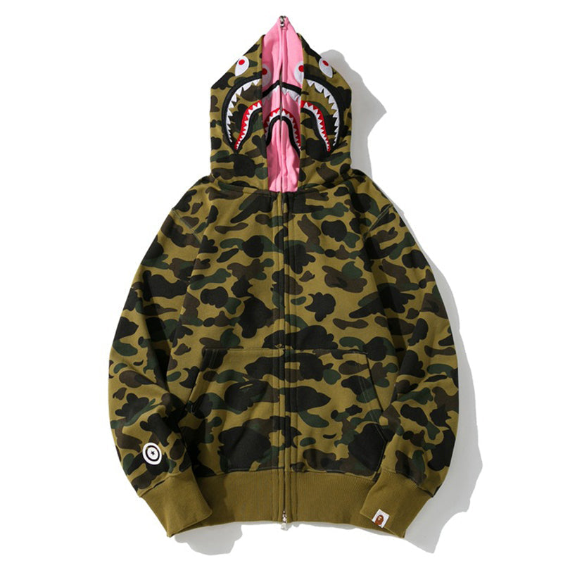BAPE Double-Hood Camo Shark Hoodie product image