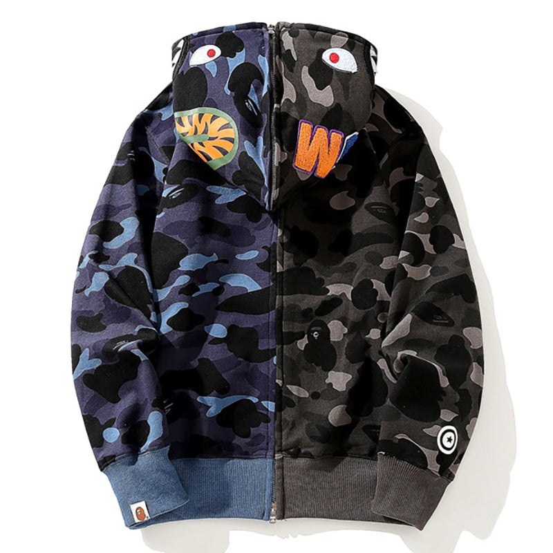 BAPE Camo Shark Spliced Zip Hoodie - Two-Tone product view 5