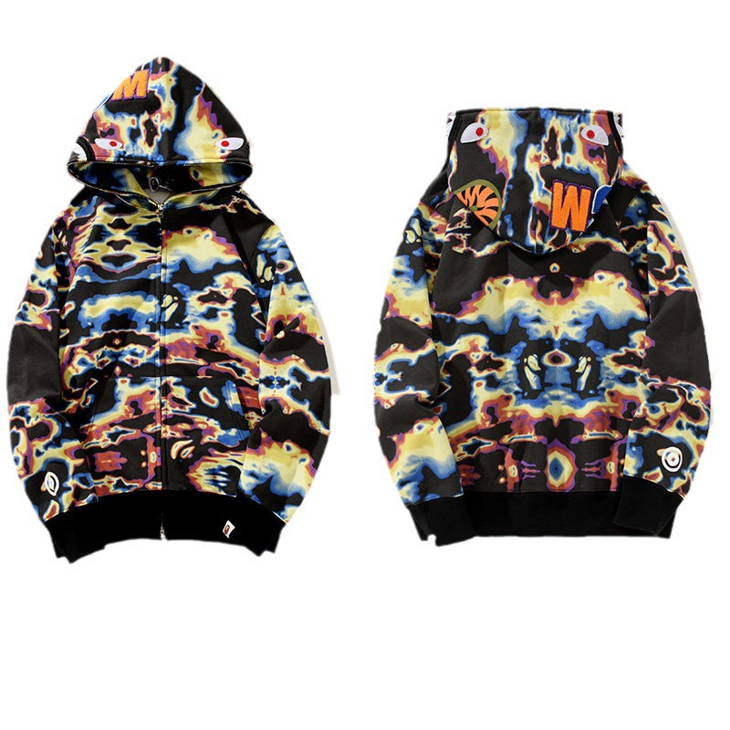 BAPE Color Camo Shark Zip Hoodie - Black & Yellow product view 6
