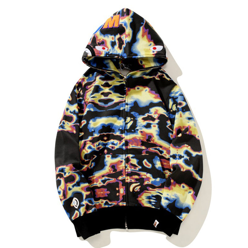 BAPE Color Camo Shark Zip Hoodie - Black & Yellow product view 4