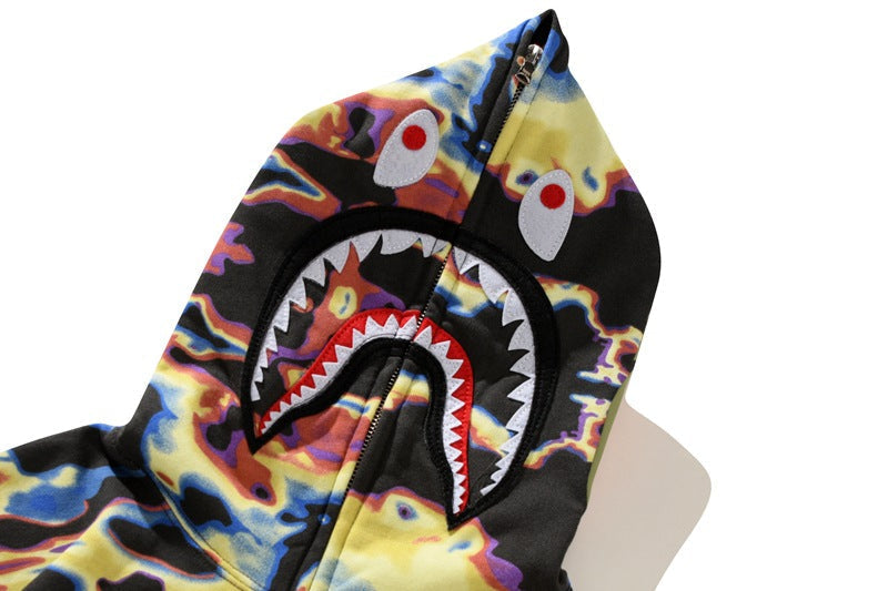 BAPE Color Camo Shark Zip Hoodie - Black & Yellow product view 7