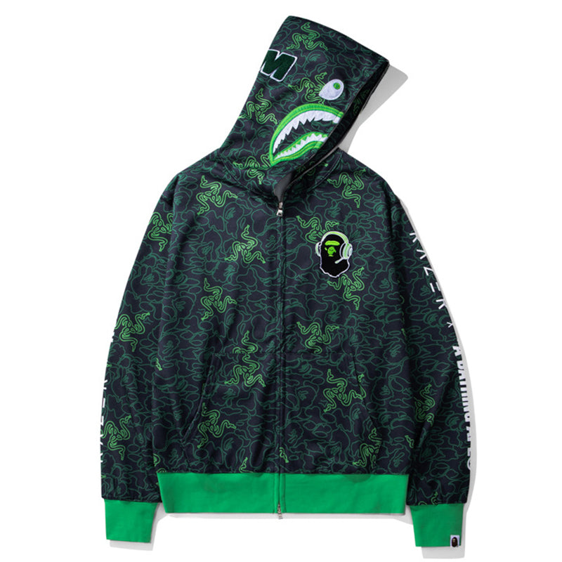 BAPE Green Shark Ape Head Zip Hoodie product view 11