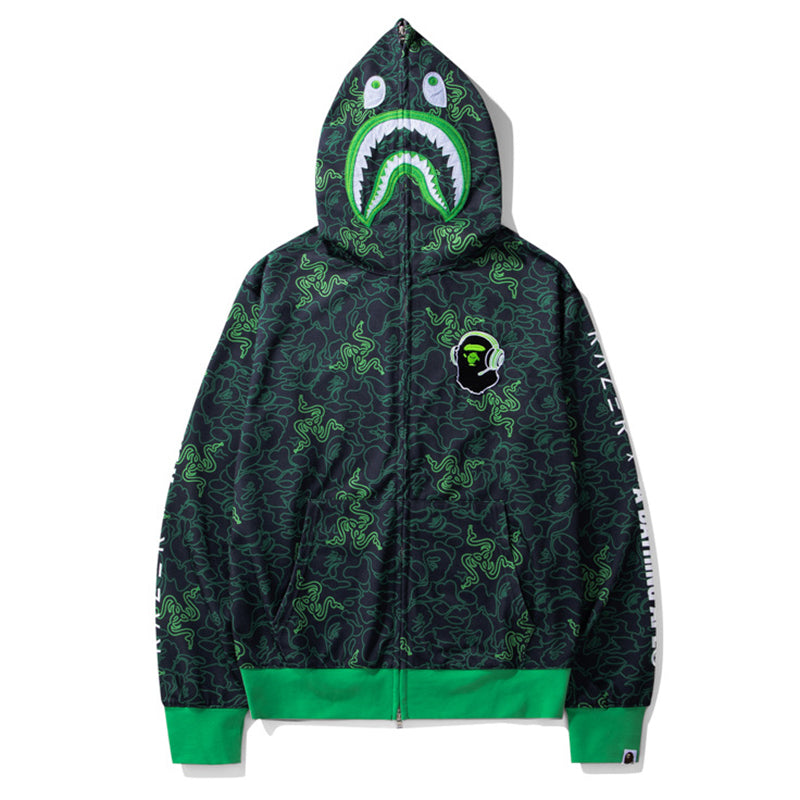 BAPE Green Shark Ape Head Zip Hoodie product image