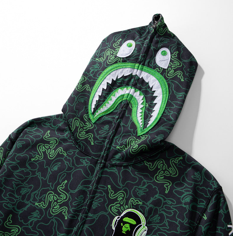 BAPE Green Shark Ape Head Zip Hoodie product view 3