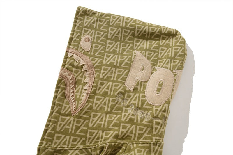 BAPE Logo Color Camo Shark Zip Hoodie - Khaki product view 8