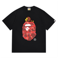 BAPE FW22 Red Camo Milo Ape Head Men's T-Shirt - Black