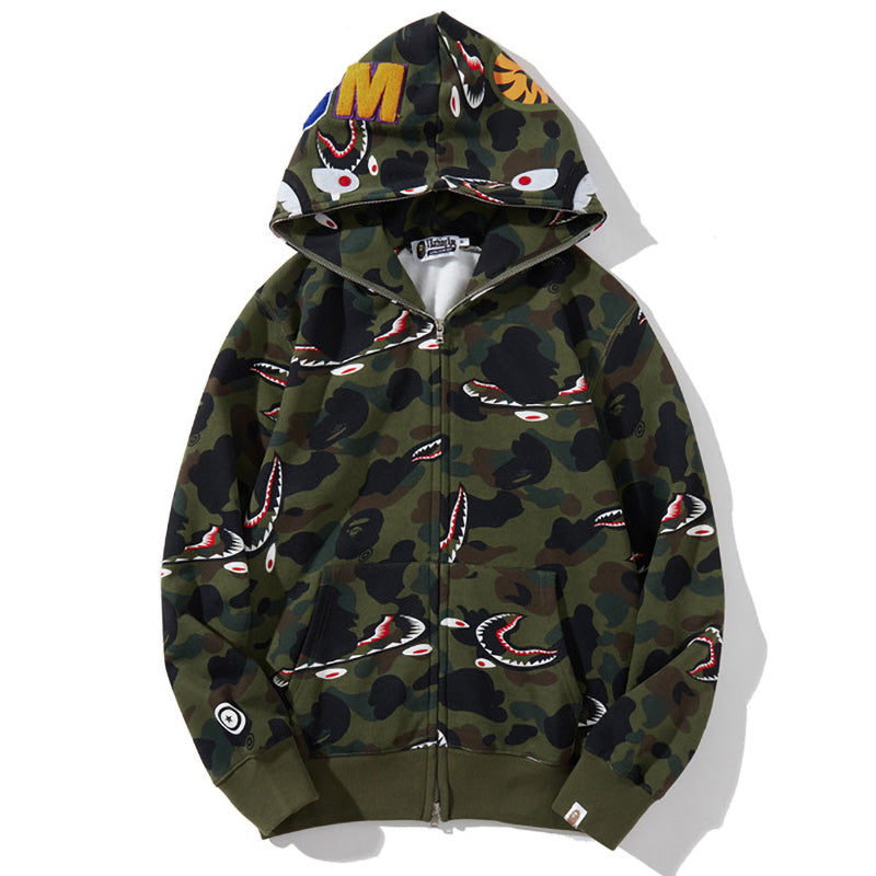 BAPE 1st Camo Shark Zip Hoodie - Green & Yellow product image