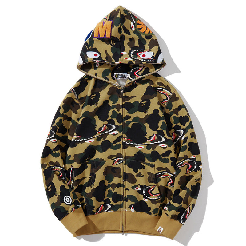 BAPE 1st Camo Shark Zip Hoodie - Green & Yellow product view 10