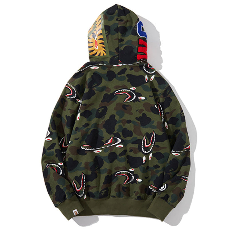 BAPE 1st Camo Shark Zip Hoodie - Green & Yellow product view 3