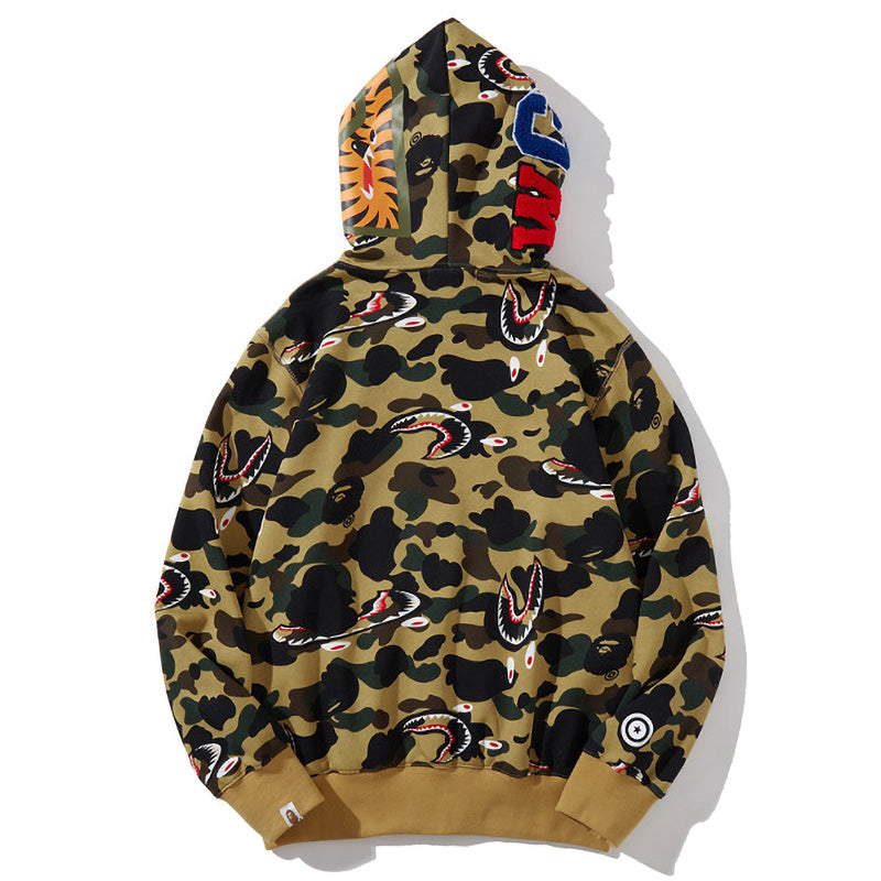 BAPE 1st Camo Shark Zip Hoodie - Green & Yellow product view 2