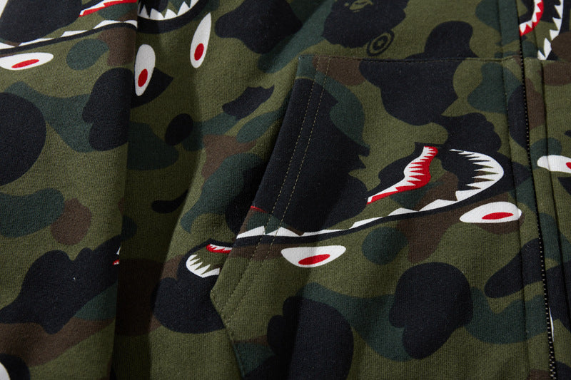 BAPE 1st Camo Shark Zip Hoodie - Green & Yellow product view 8