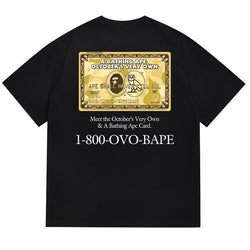 BAPE x OVO Card Back Print Men's T-Shirt - Black