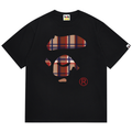 BAPE Plaid Split Ape Face Men's T-Shirt - Black