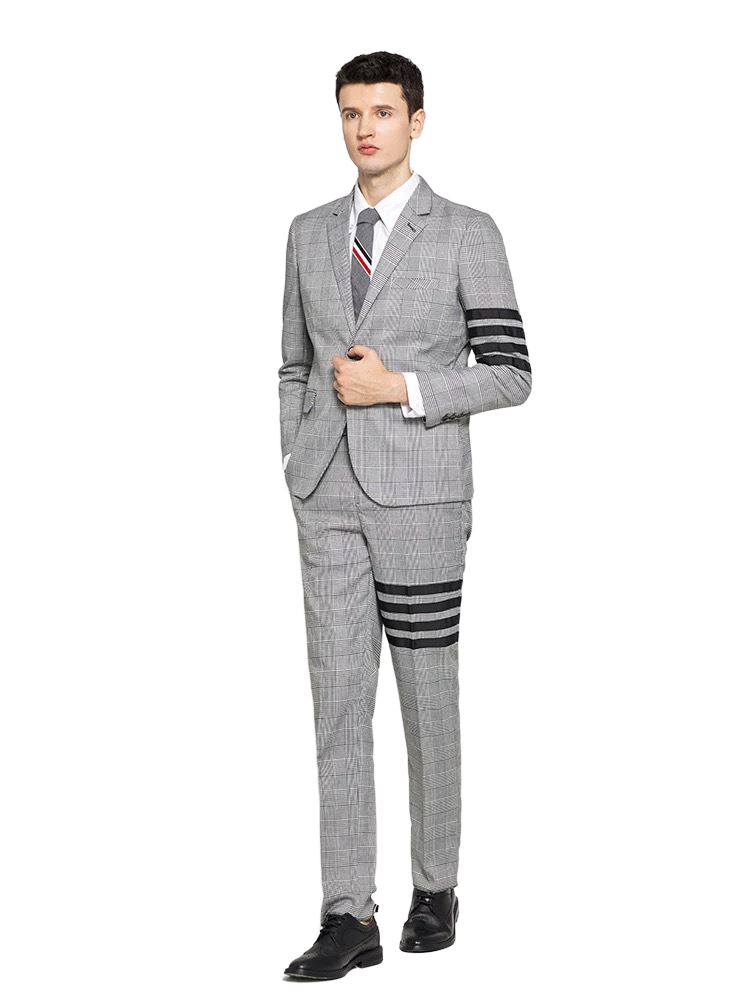 Plaid suit by Thom Browne, outerwear detail view