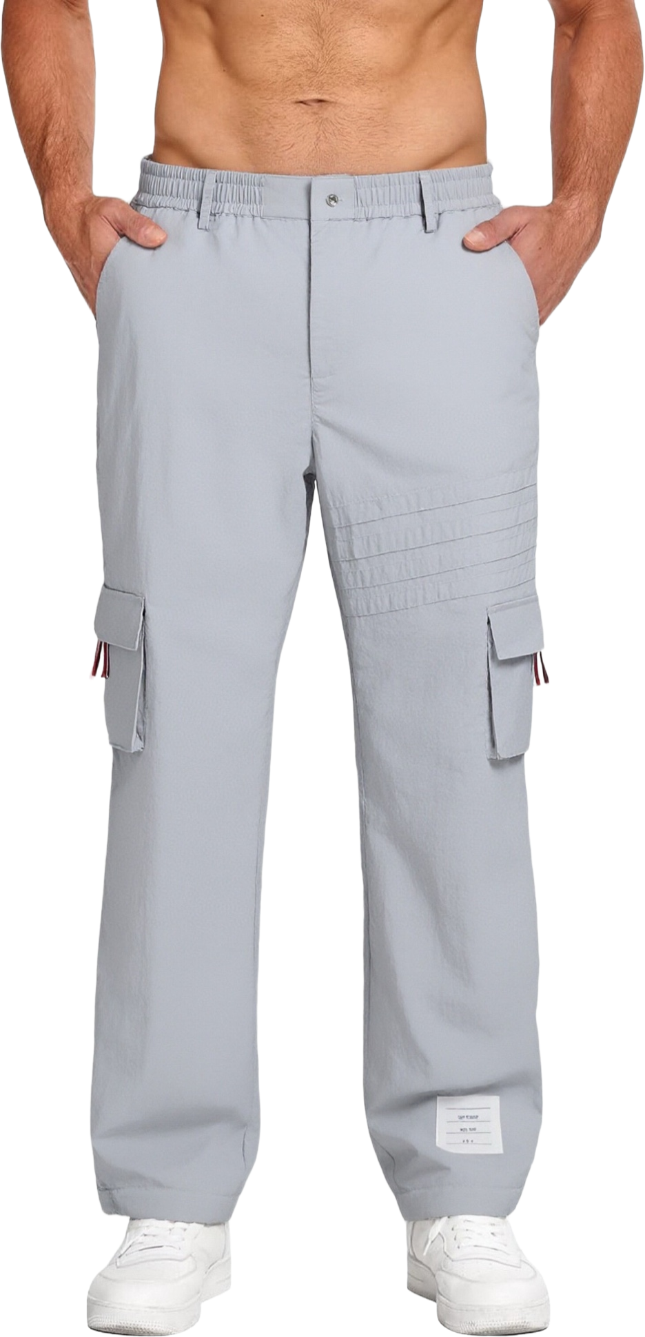 Thom Browne Style Unisex Casual Overalls with Signature Four-Bar Detail - Image 3