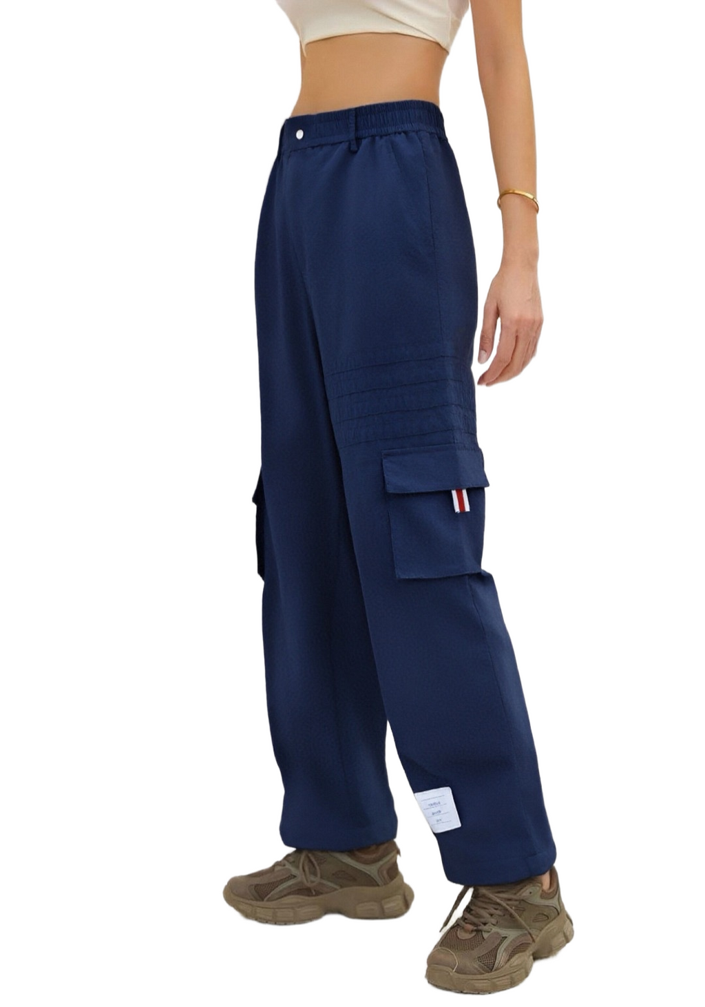 Thom Browne Style Unisex Casual Overalls with Signature Four-Bar Detail - Image 2