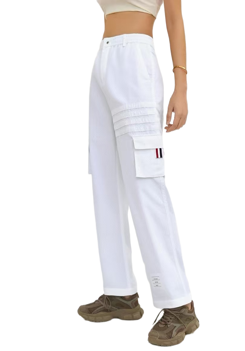 Thom Browne Style Unisex Casual Overalls with Signature Four-Bar Detail - Image 6
