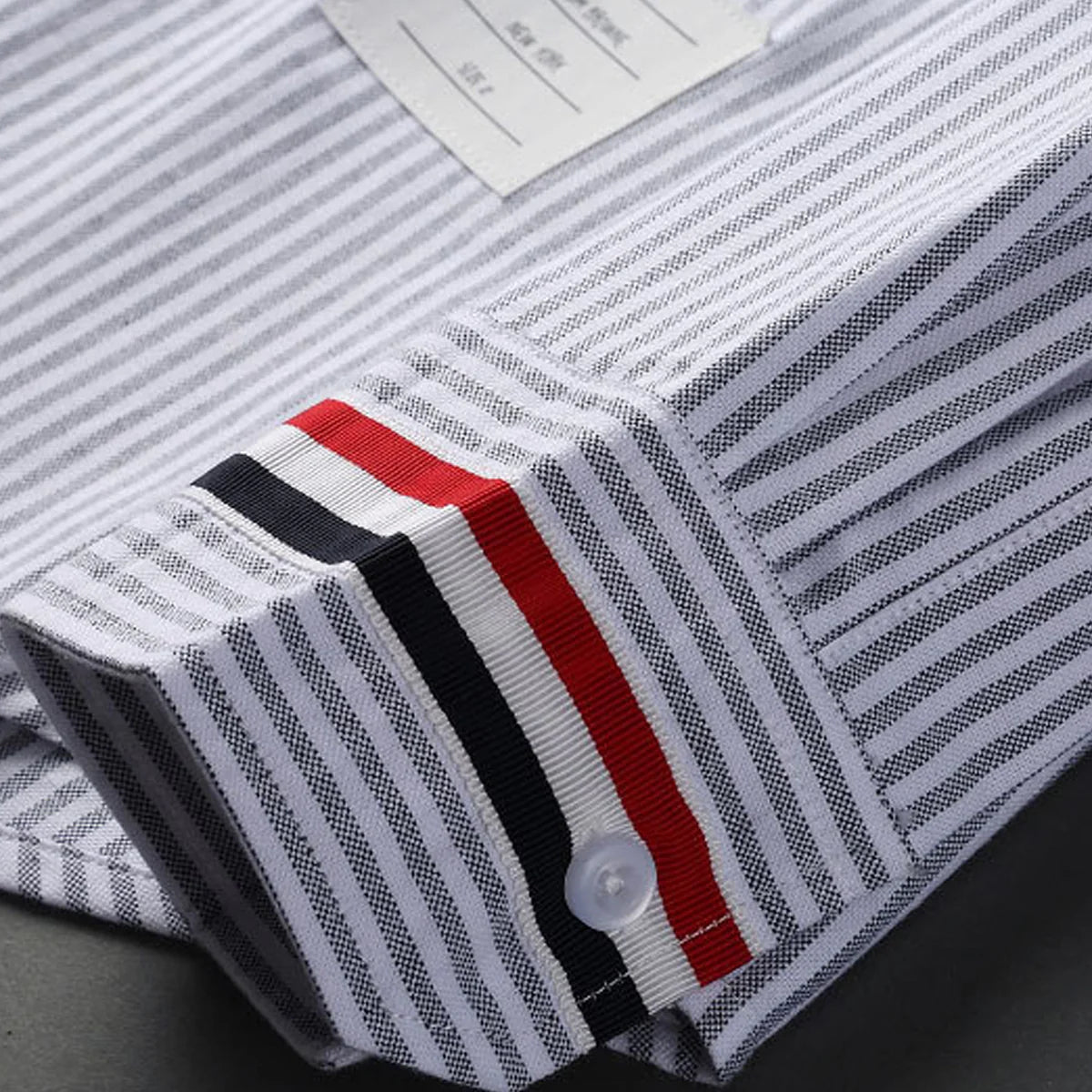 Men's Classic Oxford Shirt — Blue & Grey by Thom Browne, shirt detail view