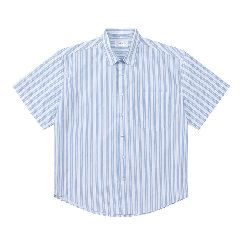 AMI PARIS Unisex Short-Sleeve Striped Shirts THOM TREND