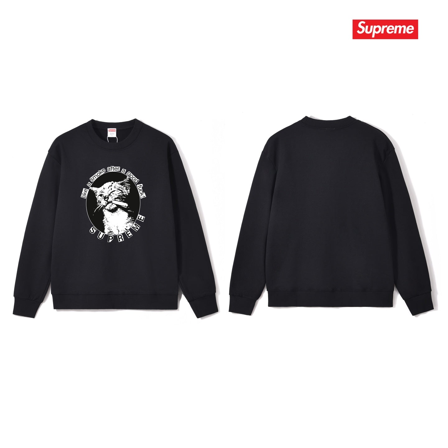 Kitten Graphic Crew Neck Sweatshirt THOM TREND