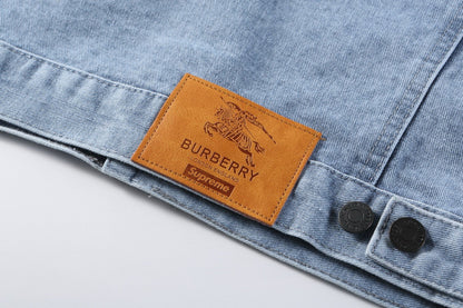Burberry x Supreme Equestrian Logo Denim Jacket Light Luxury Station