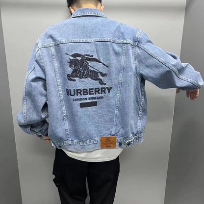 Burberry x Supreme Equestrian Logo Denim Jacket Light Luxury Station