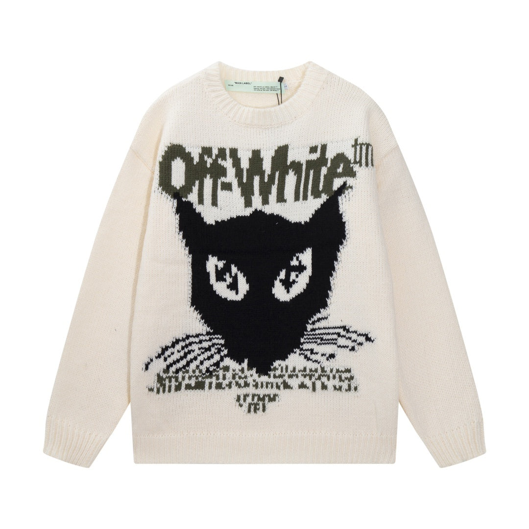 Cat Jacquard Wool Sweater ¨C Apricot Light Luxury Station