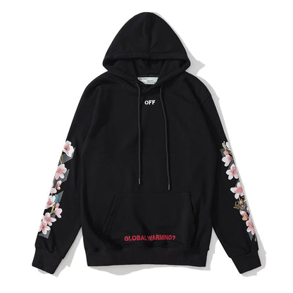 Cherry Blossom Print Pullover Hoodie Light Luxury Station