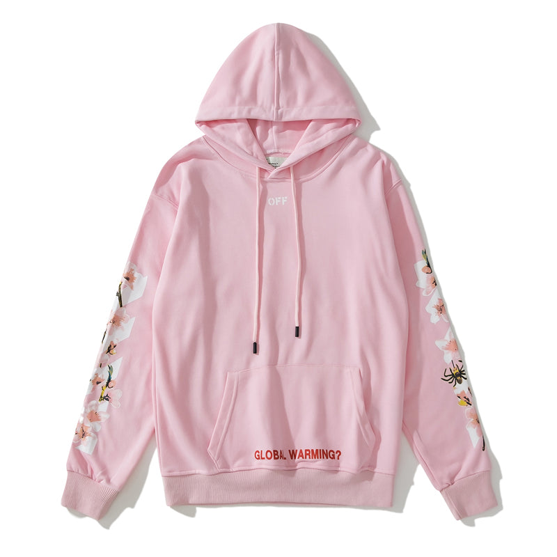 Cherry Blossom Print Pullover Hoodie Light Luxury Station