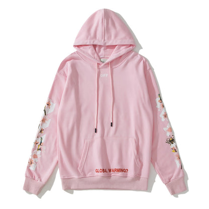 Cherry Blossom Print Pullover Hoodie Light Luxury Station