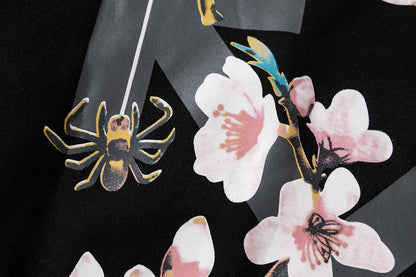 Cherry Blossom Print Pullover Hoodie Light Luxury Station