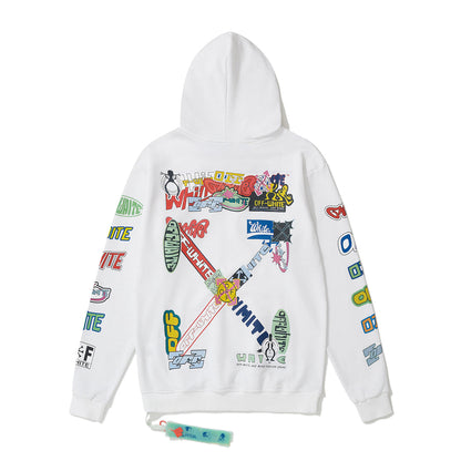 Digital Print Cotton Pullover Hoodie Light Luxury Station