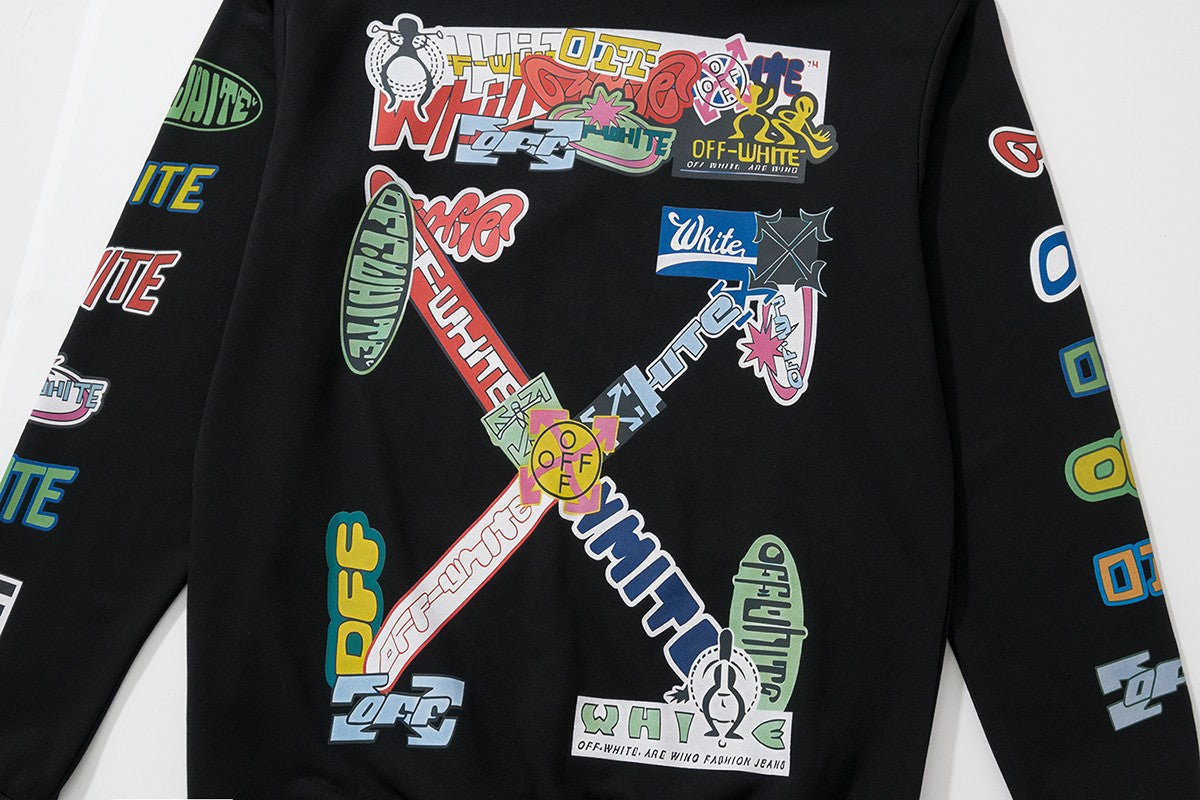 Digital Print Cotton Pullover Hoodie Light Luxury Station