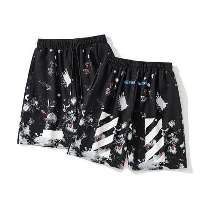 Graphic Print Cotton Shorts Light Luxury Station