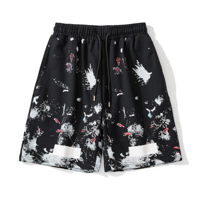 Graphic Print Cotton Shorts Light Luxury Station