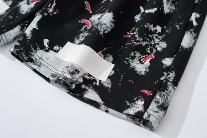 Graphic Print Cotton Shorts Light Luxury Station