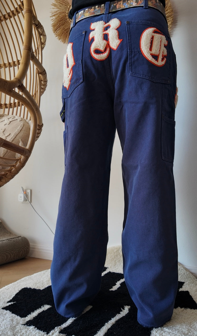 Vintage Embroidered Canvas Painter Jeans Light Luxury Station